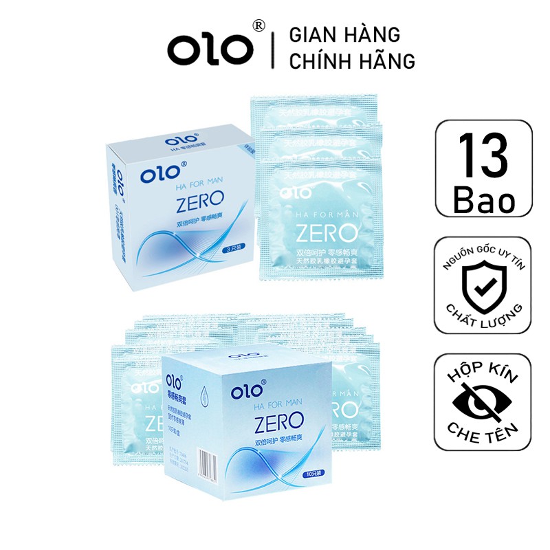 BCS Combo 2 hộp Bao Cao Su Siêu Mỏng ZERO HA FOR MAN OLO 13 bcs