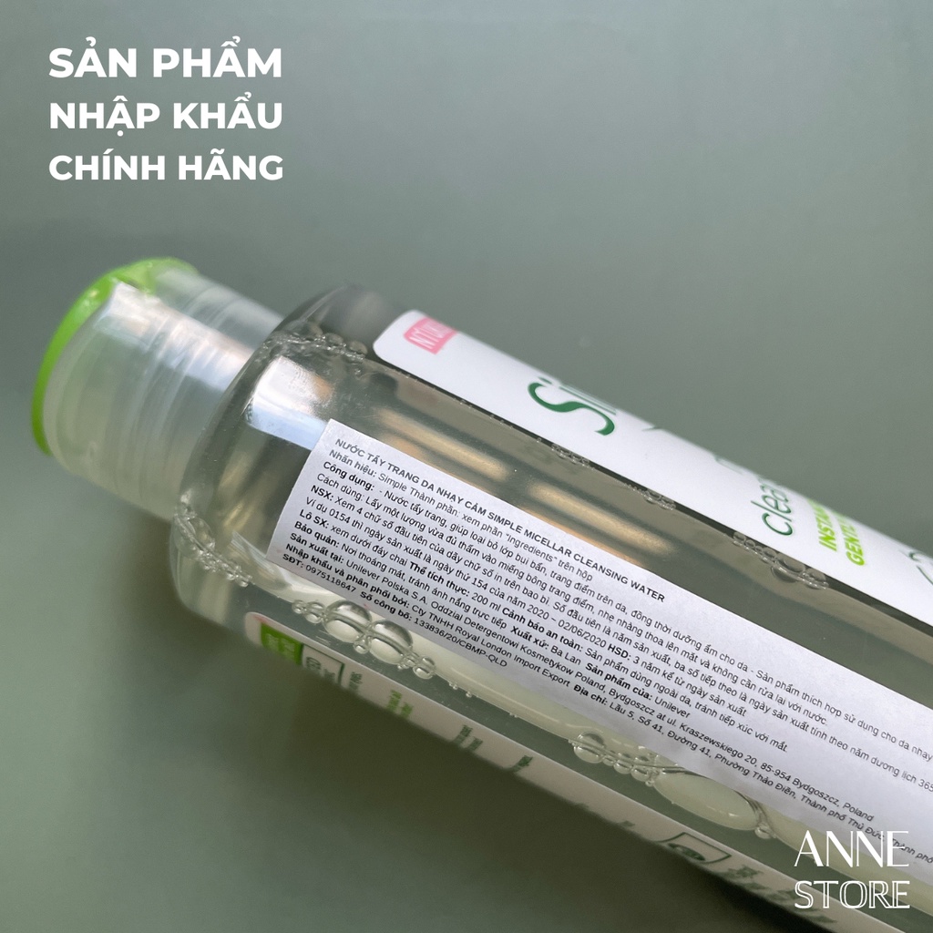 Nước Tẩy Trang Simple Micellar Cleansing Water 200ml | BigBuy360 - bigbuy360.vn