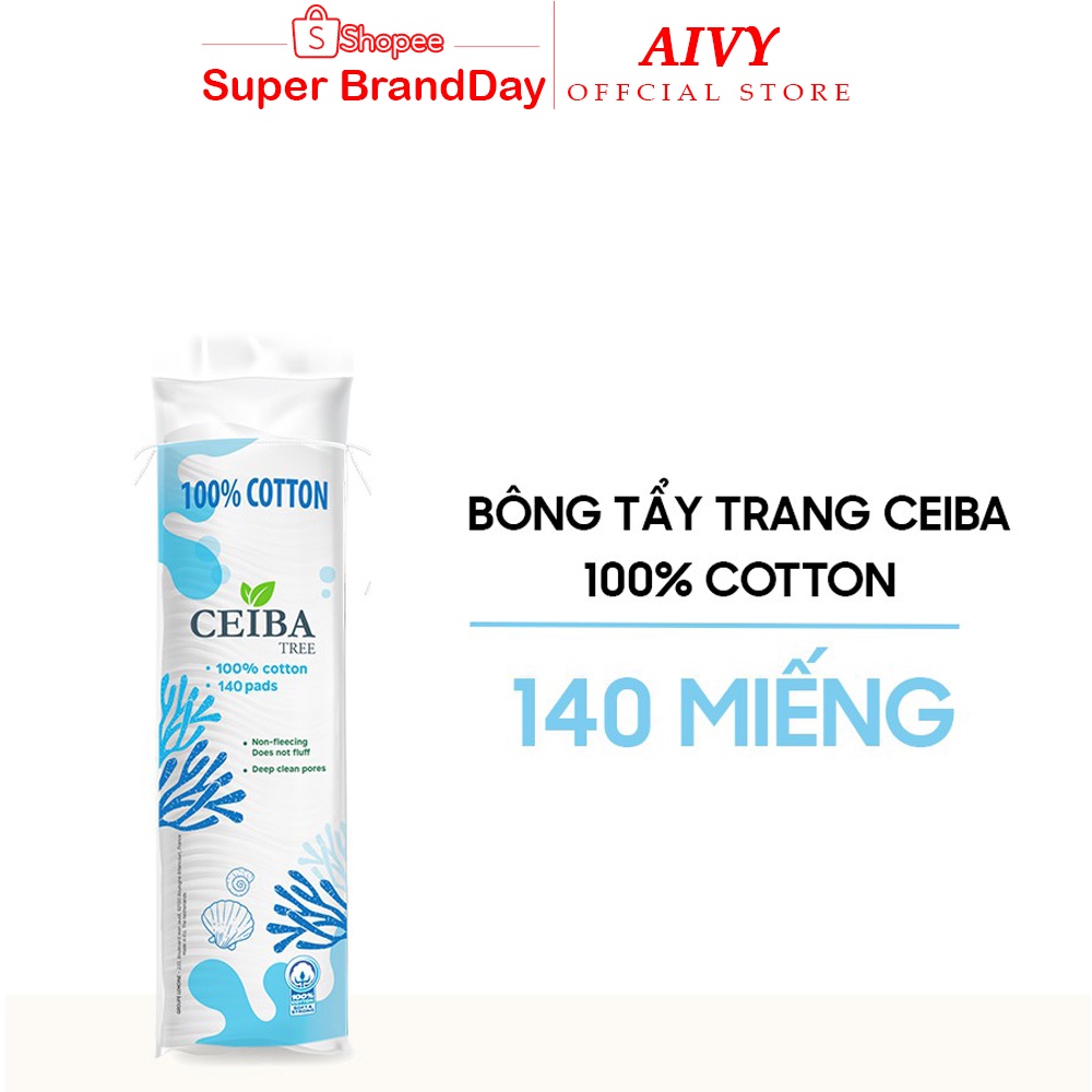 Bông tẩy trang Organic Pháp 100% chất liệu Cotton Ceiba Tree (80/120/140 Miếng)