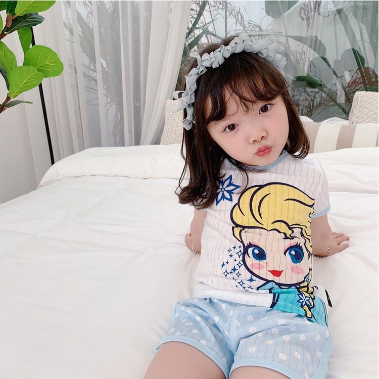 Set Đồ Ngủ Áo Thun Tay Ngắn &amp; Quần Short Cho Bé Gái