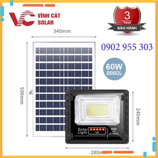 Bóng đèn led năng lượng mặt trời jindian, đèn sân vườn, trong nhà chính hãng, vỏ nhôm công suất 60W - BH 03 Năm