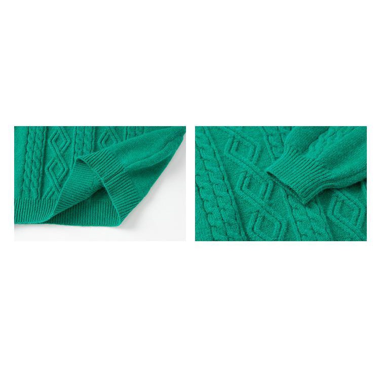 Áo Len Màu Xanh Lá Cây Phong Cách Phương Tây Cho Bé Gái Hàn QuốcVÁo Dệt Kim Dài Tay Cổ Sành Điệu