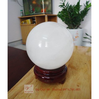 Quả cầu phong thủy đá hoa cương trắng tự nhiên đường kính 9,5cm