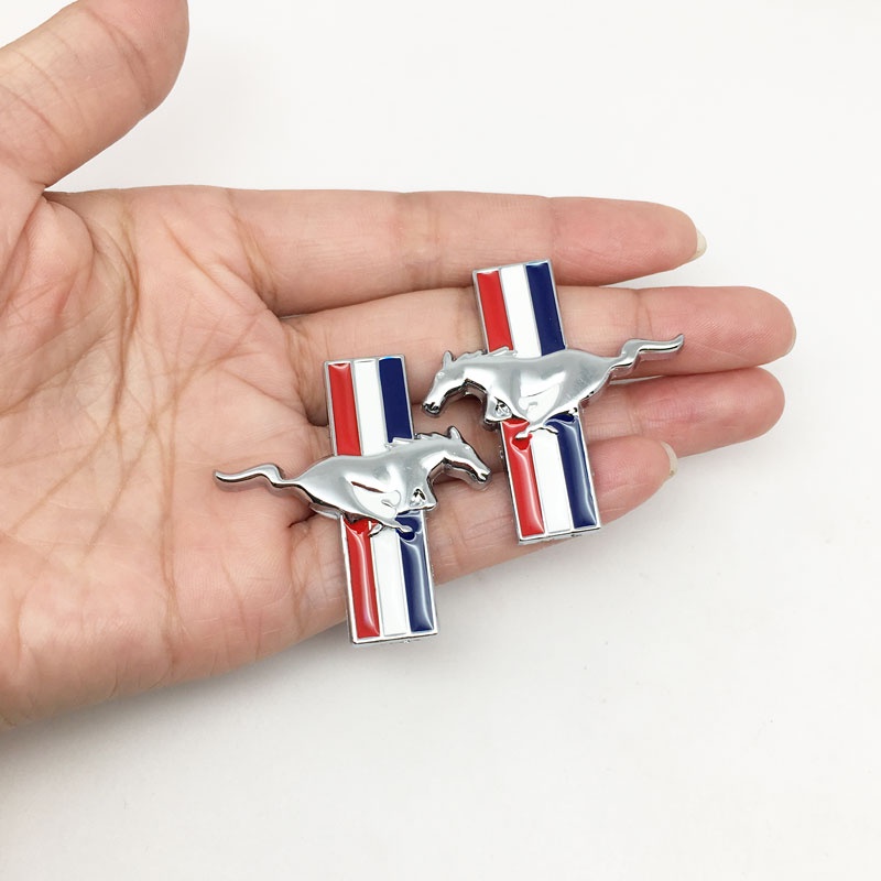 Set 2 Huy Hiệu Kim Loại 3D Trang Trí Xe Hơi Ford Mustang Shelby GT