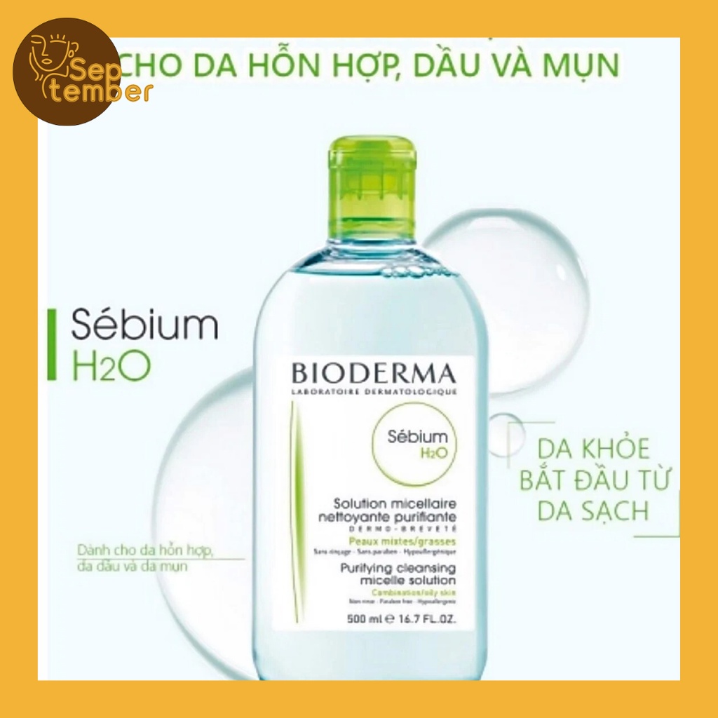 Nước tẩy trang Bioderma hồng và xanh, nước tẩy trang da nhạy cảm, da dầu - september249.vn