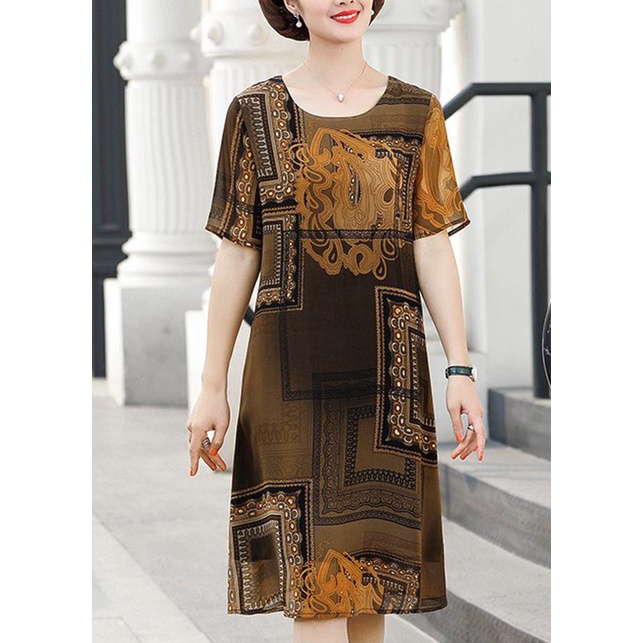 SHOPPRO ĐẦM TRUNG NIÊN CAO CẤP TẶNG MẸ, NGƯỜI THÂN BẠN BÈ KIỂU ĐẦM SUÔNG DÁNG DÀI IN HOA SEN 3226 3220 3318 3274