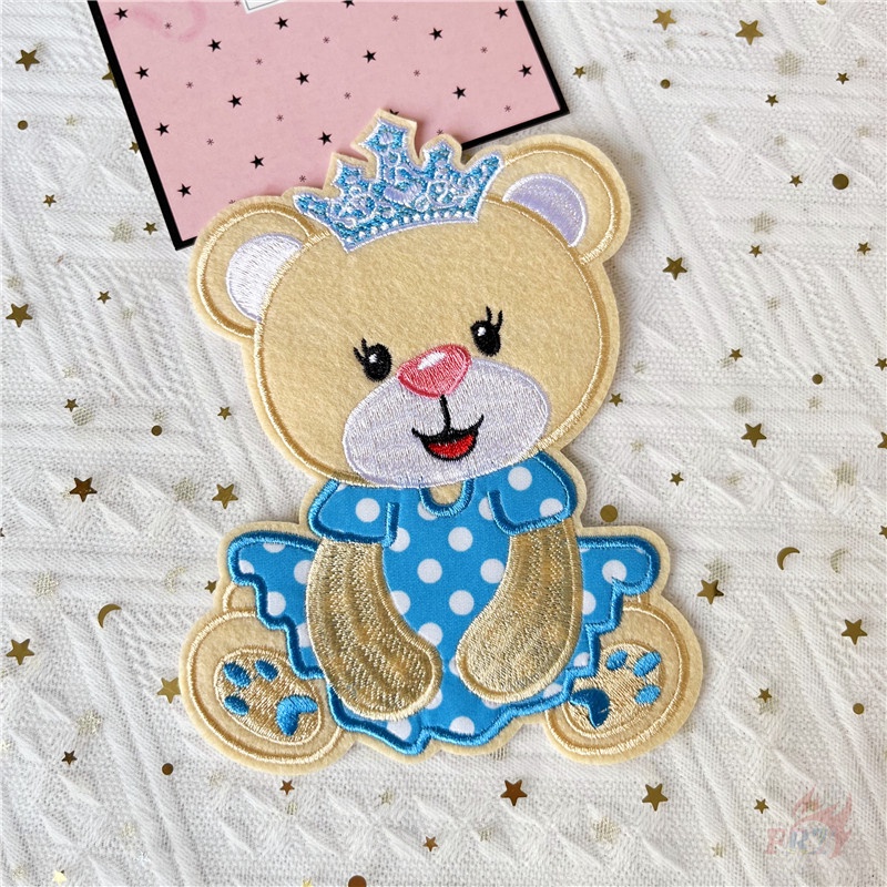 ☸ Sticker Ủi Thêu Hình Gấu Dễ Thương ☸ 1 Huy Hiệu Cài Áo Hình Động Vật Hoạt Hình Ngộ Nghĩnh