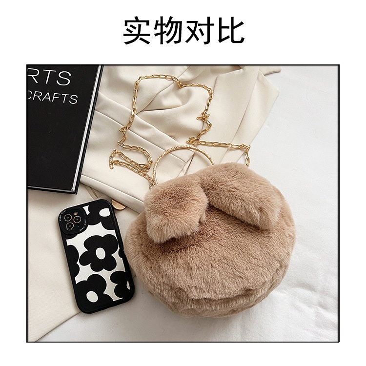 Túi Xách Đeo Vai Phủ Bông Hình Tai Thỏ Thời Trang Mùa Thu 2022 Dành Cho Nữ