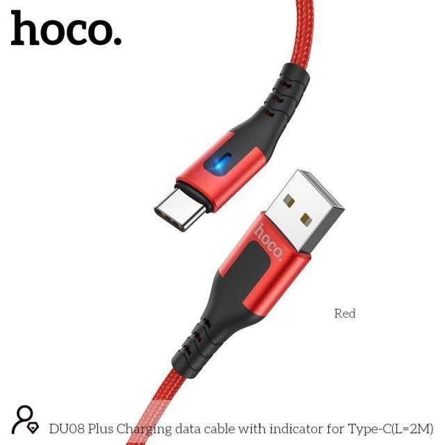 Dây Sạc Android Hoco DU08💎CAO CẤP💎Dây Sạc Nhanh 2.4A Chân Micro USB/Type-C Đèn Led Cho Android, Samsung,... Dài 1M/2M