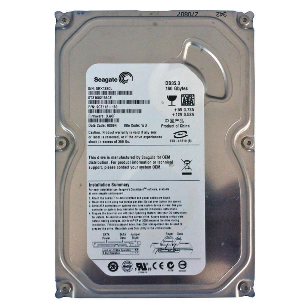 Ổ cứng HDD Seagate 160GB Sata bảo hành 1 năm