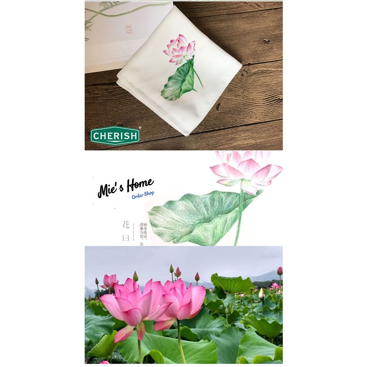 Bộ nguyên liệu Khăn tay thêu thủ công KIT tự làm khăn mùi xoa 30cm Khăn thêu Cherish Hoa Cỏ DIY - MIE Handmade Shop