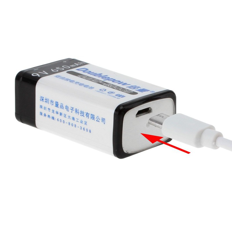 Pin Sạc Cổng Micro Usb Doublepow 9V 6F22 650Mah