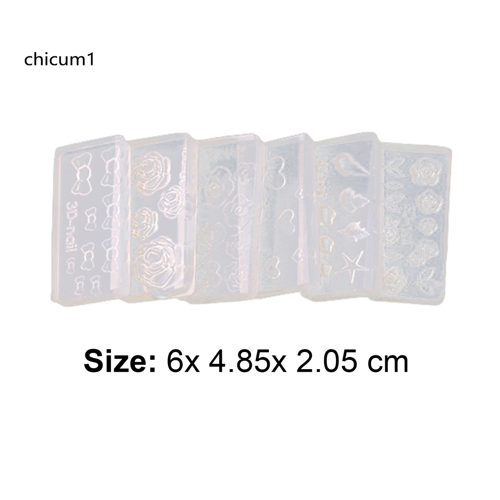 [Hàng mới về] Set 6 khuôn acrylic trong suốt siêu nhẹ 3d chuyên dụng cho làm móng nghệ thuật