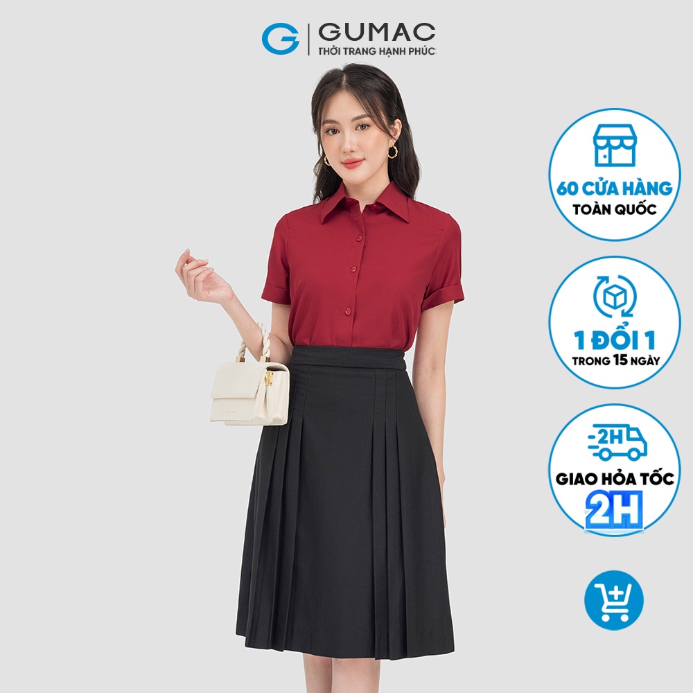 Chân váy công sở dáng A xếp ly VC07054 thời trang GUMAC