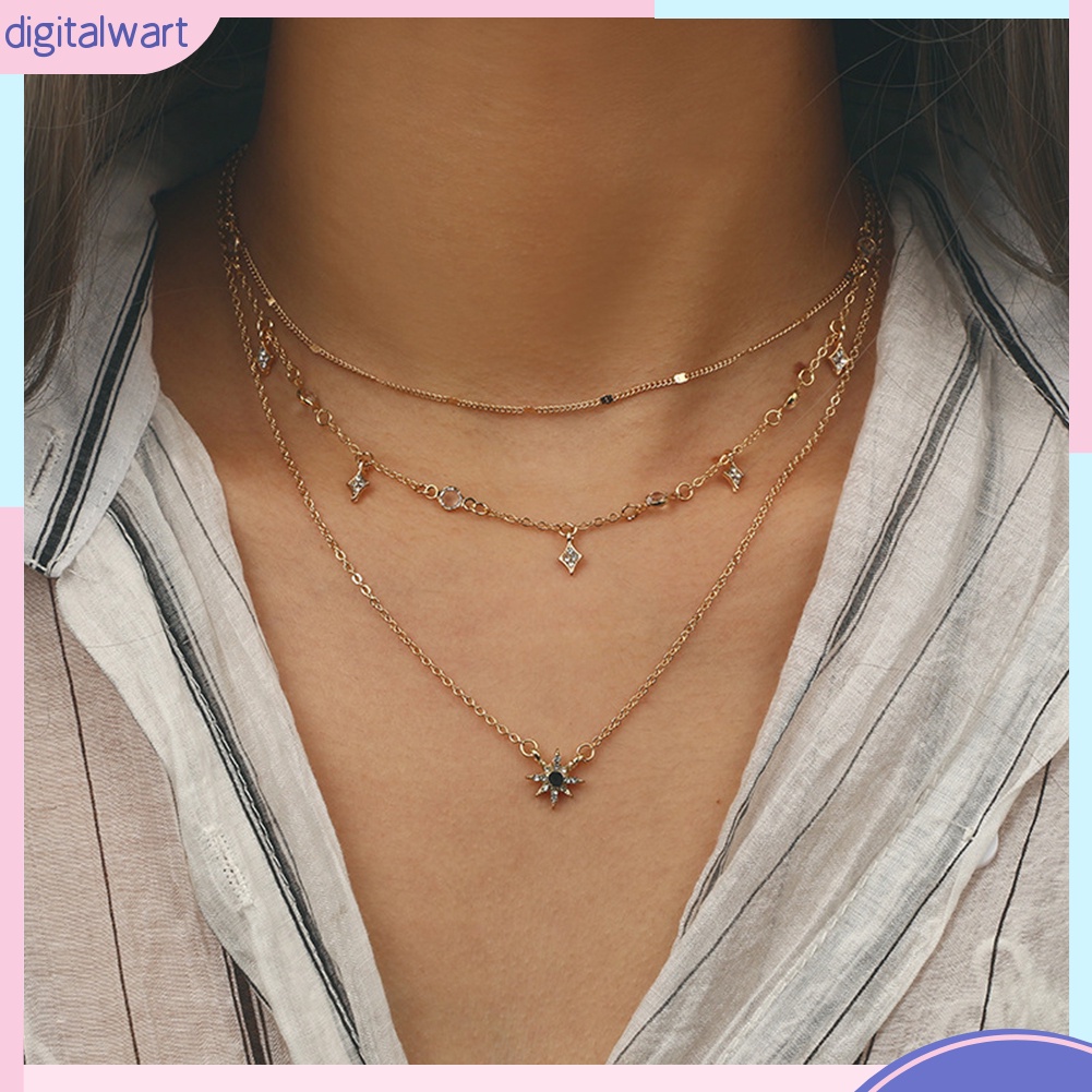 Dây chuyền nhiều lớp mặt hình ngôi sao đính đá thời trang cho nữ