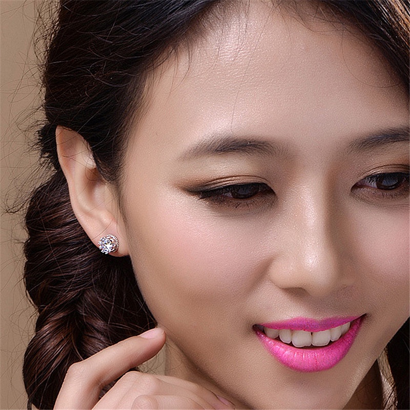 Bông tai mạ bạc 925 hình vương miện phong cách hàn quốc thời trang