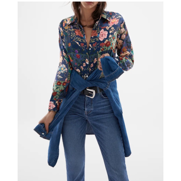 Zara Áo Sơ Mi Tay Dài Vải Lụa Thời Trang Mùa Hè