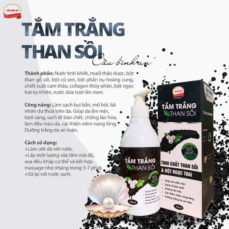 Sữa tắm than sồi Cầu Bình An 400ml. Giúp dưỡng da toàn thân, sáng hồng, tẩy tế bào chết, tươi sáng