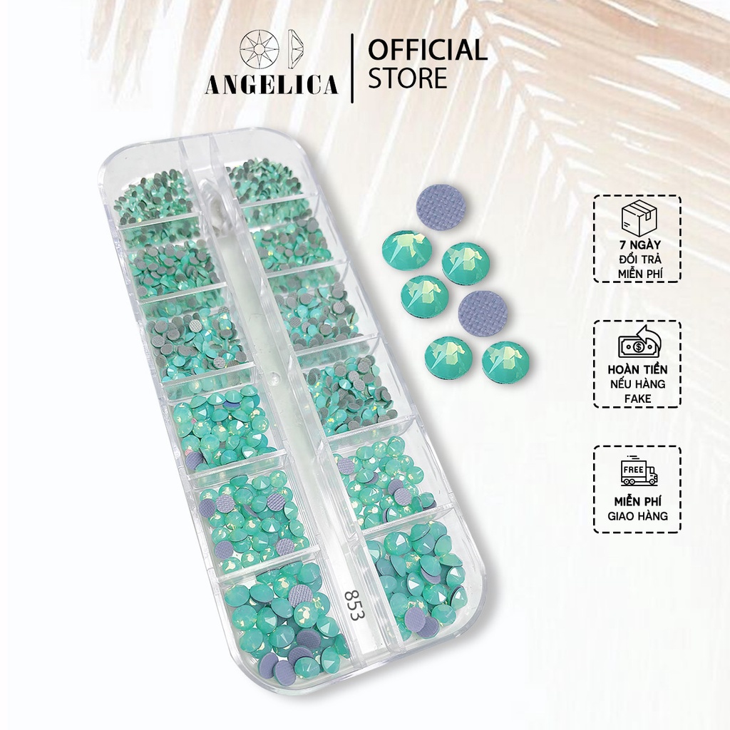 Đá Nail Chân Lưới 16 Khía Green Opal Đính Trang Trí Móng ANGELICA 853