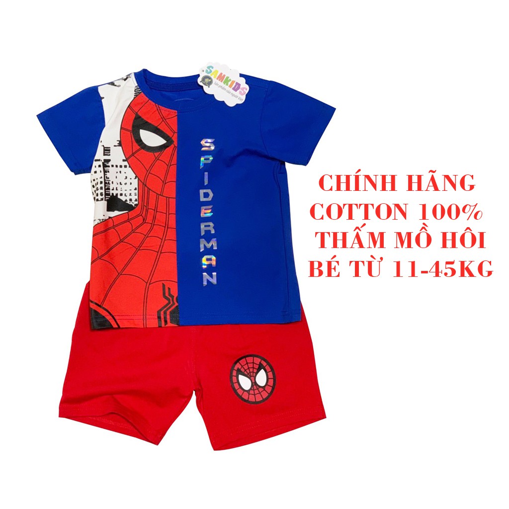 Quần áo trẻ em FREESHIP bộ bé trai cotton siêu nhân nhện lửng set 2 chi tiết - cotton 100%