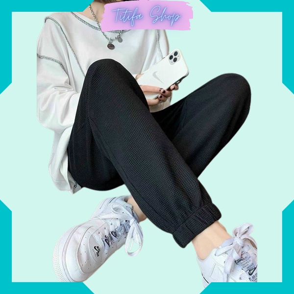 Quần Jogger Ống Rộng Bo Gấu Dáng Thể Thao Chất Xốp Tổ Ong Hàng Đẹp - Titifa Shop