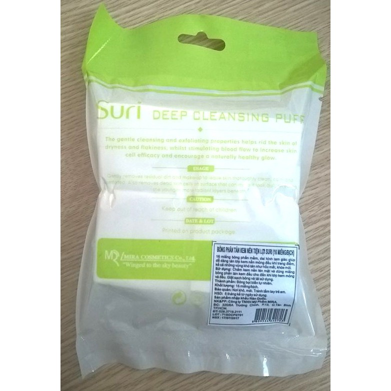 [FREESHIP 99K] Bông tán kem nền và lót Suri Deep Cleansing Puff Hàn Quốc (16 miếng)