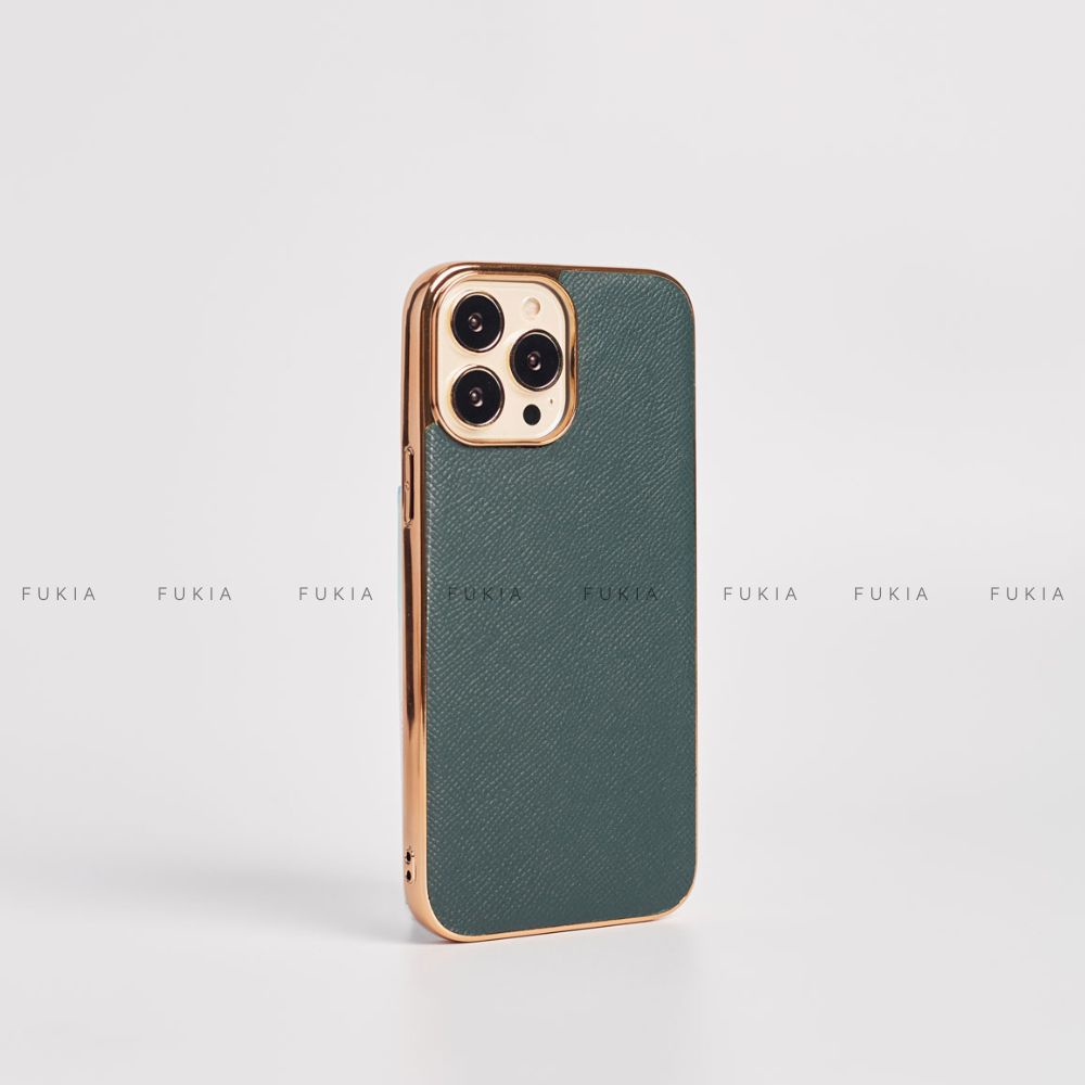 Ốp da thủ công Epsom Viền Gold dành cho IPhone 14/14Plus/14Pro/14Promax/13/13Pro/13Promax/12/12Pro/12Promax ODTC104