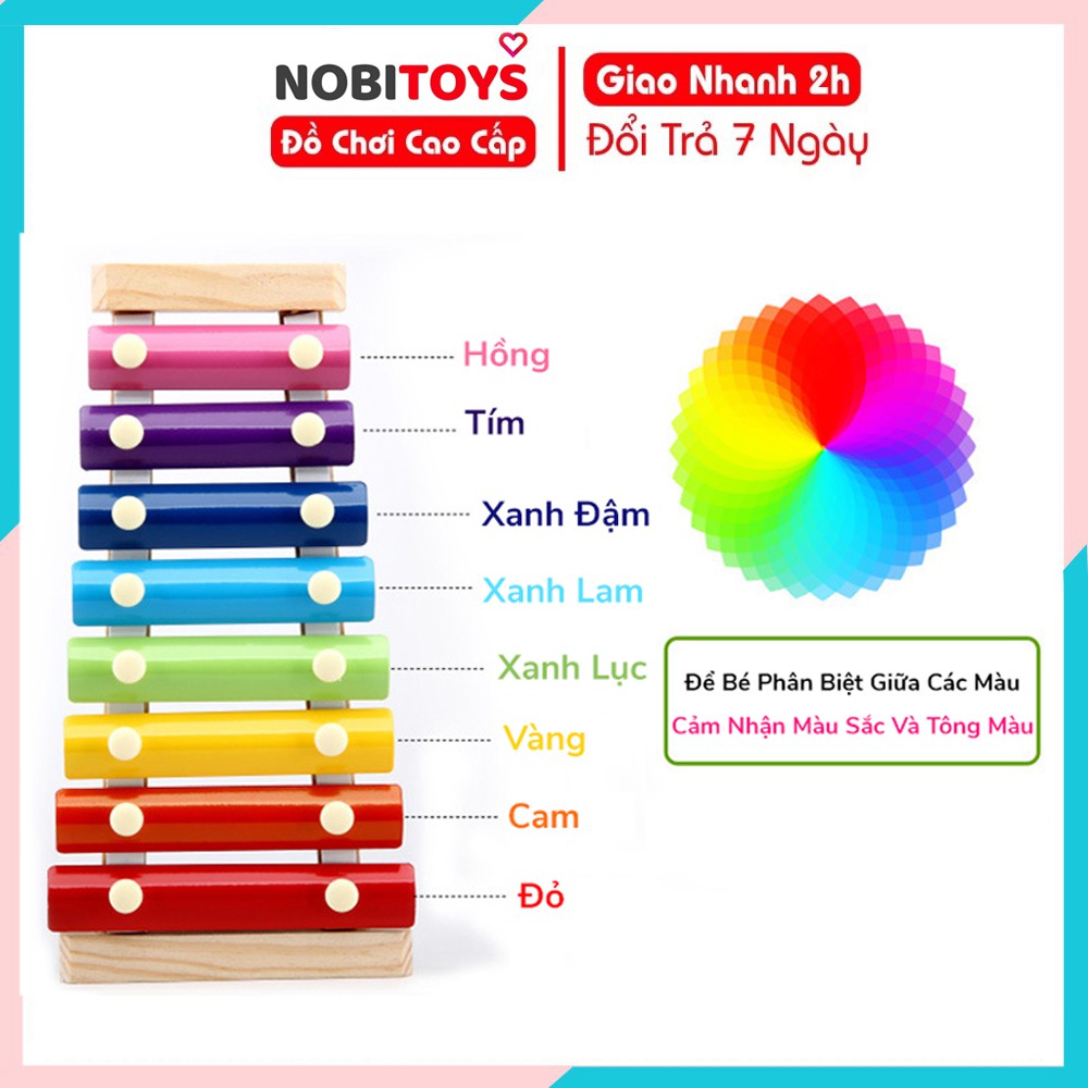 Đồ chơi thông minh, Đàn gỗ 8 âm thanh phát triển khả năng cảm quan, cảm thụ, nhận biết, Đồ chơi giáo dục NobiToys
