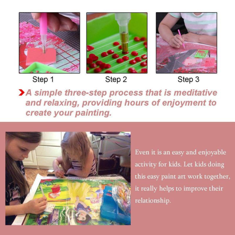 Bộ Tranh Đính Đá Họa Tiết Hoa Hồng Đỏ Độc Đáo Diy Dùng Trang Trí