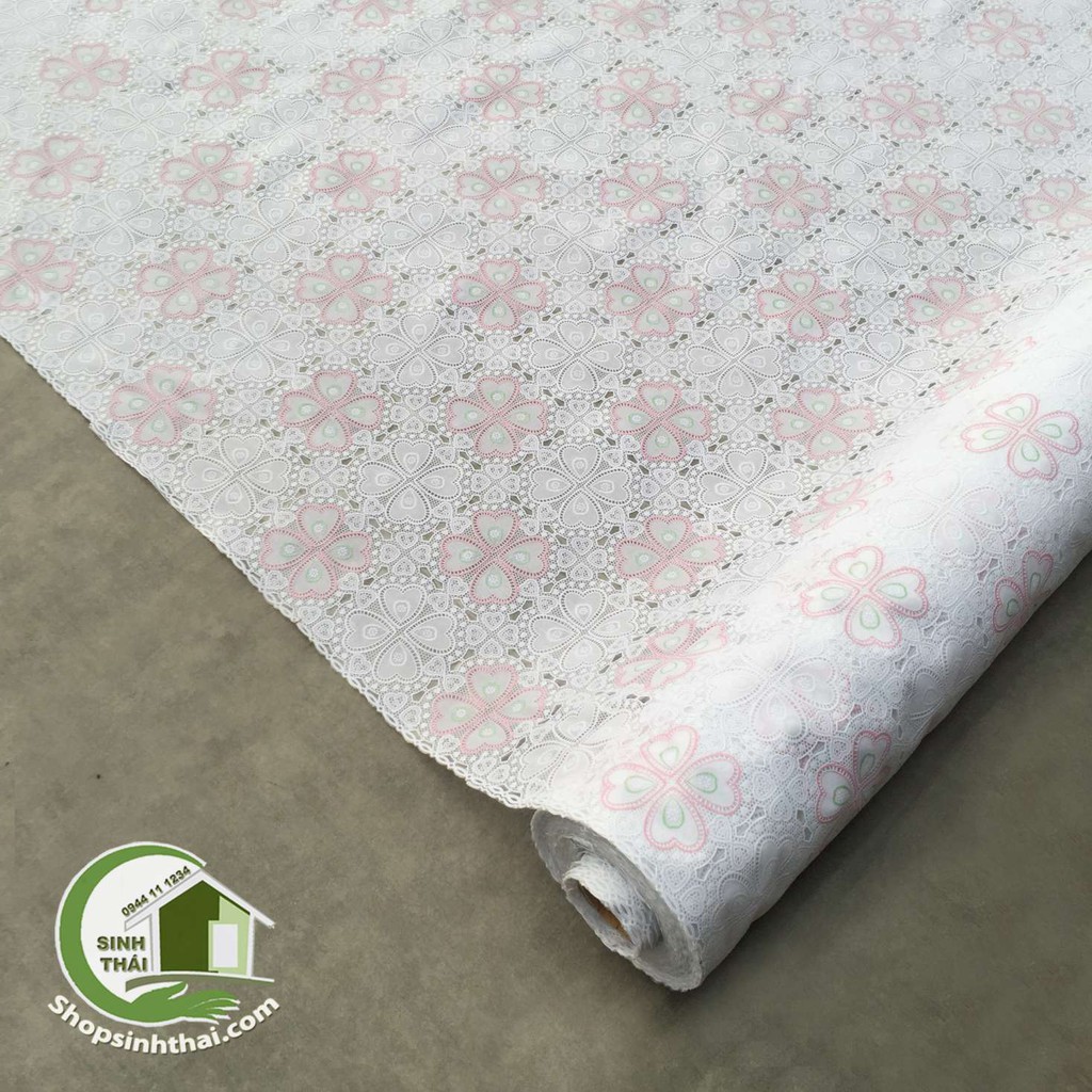 Khăn trải bàn nhật bằng nhựa REN HOA MÀU TRẮNG -đặt 1 lần được 50cm, cắt liền thành 1 tấm dài tùy số lần đặt