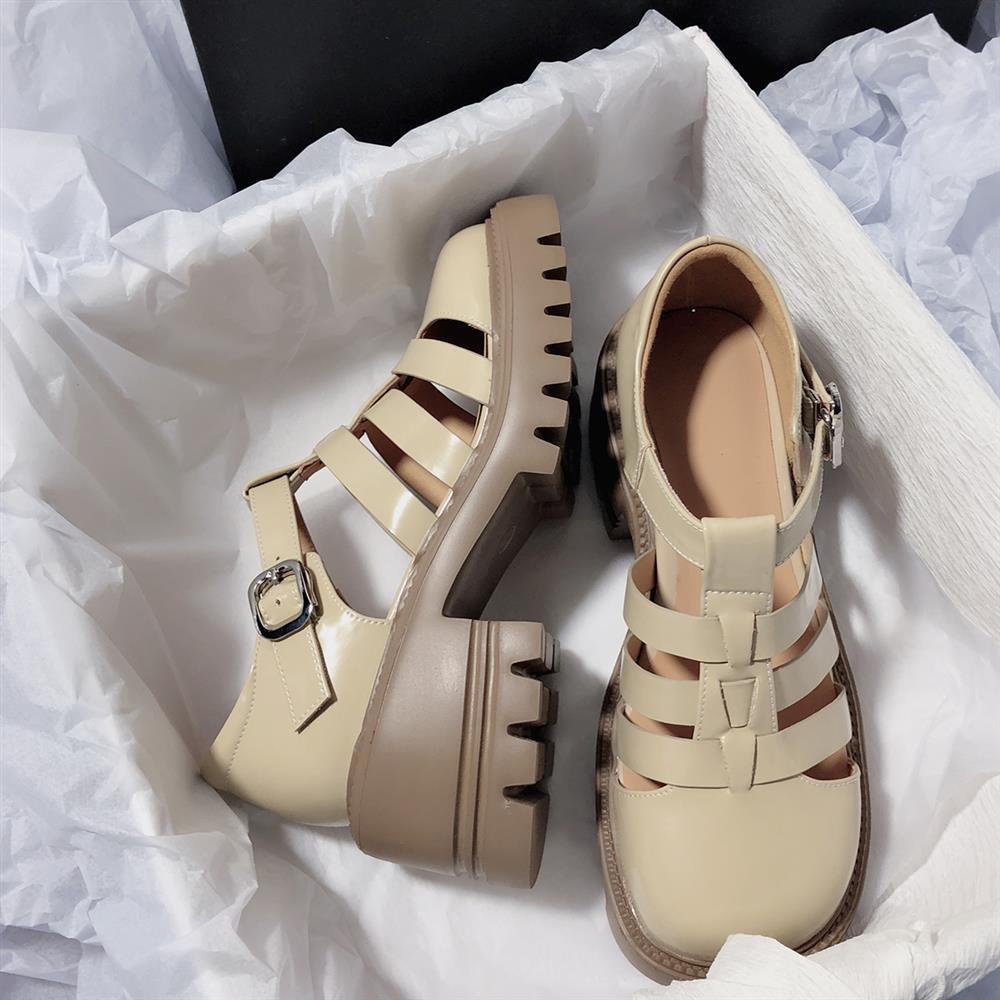 Bán Chạy Xăng đan Da Mềm Đế Dày Cao Gót Hở Ngón Có Khóa Cài Thời Trang Mùa Hè