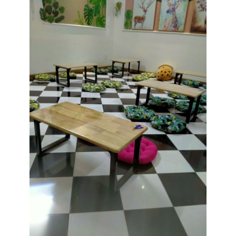 Bàn làm việc, bàn học, bàn ăn gấp gọn {GIÁ TẠI XƯỞNG} chân sắt ngồi bệt gỗ cao su (40*80 cao 35cm) | BigBuy360 - bigbuy360.vn