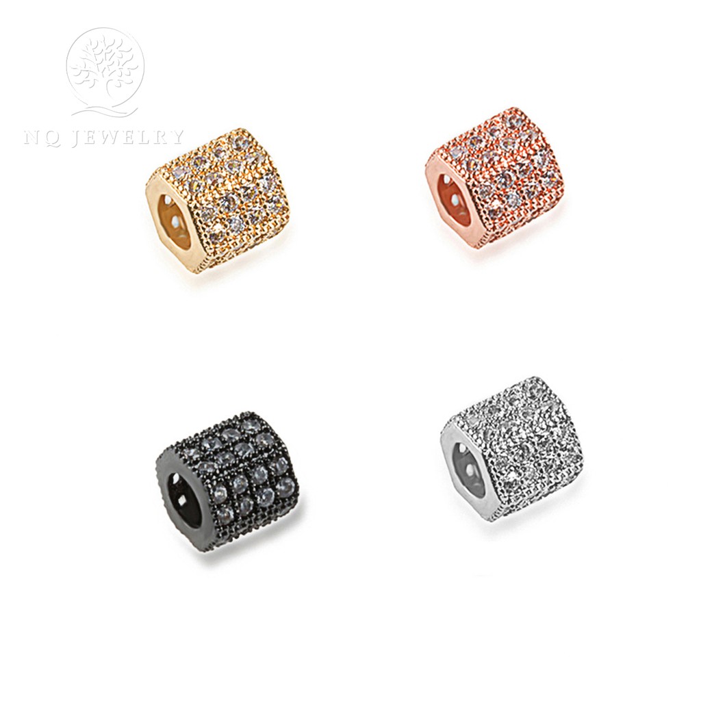 Charm trụ lục giác đính đá - NQ Jewelry