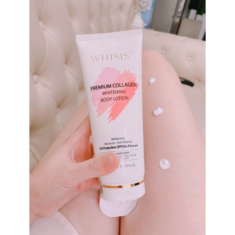 Kem Dưỡng Thể WHISIS Trắng Da Chống Nắng - Premium Collagen Whitening Body Lotion 200ml