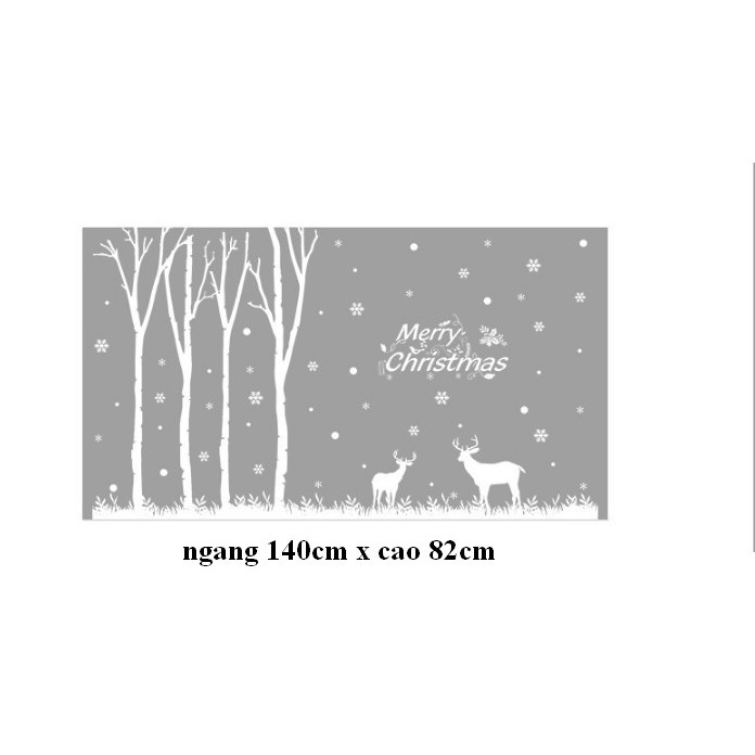 Decal trang trí Cây lớn và 2 chú Nai Trắng