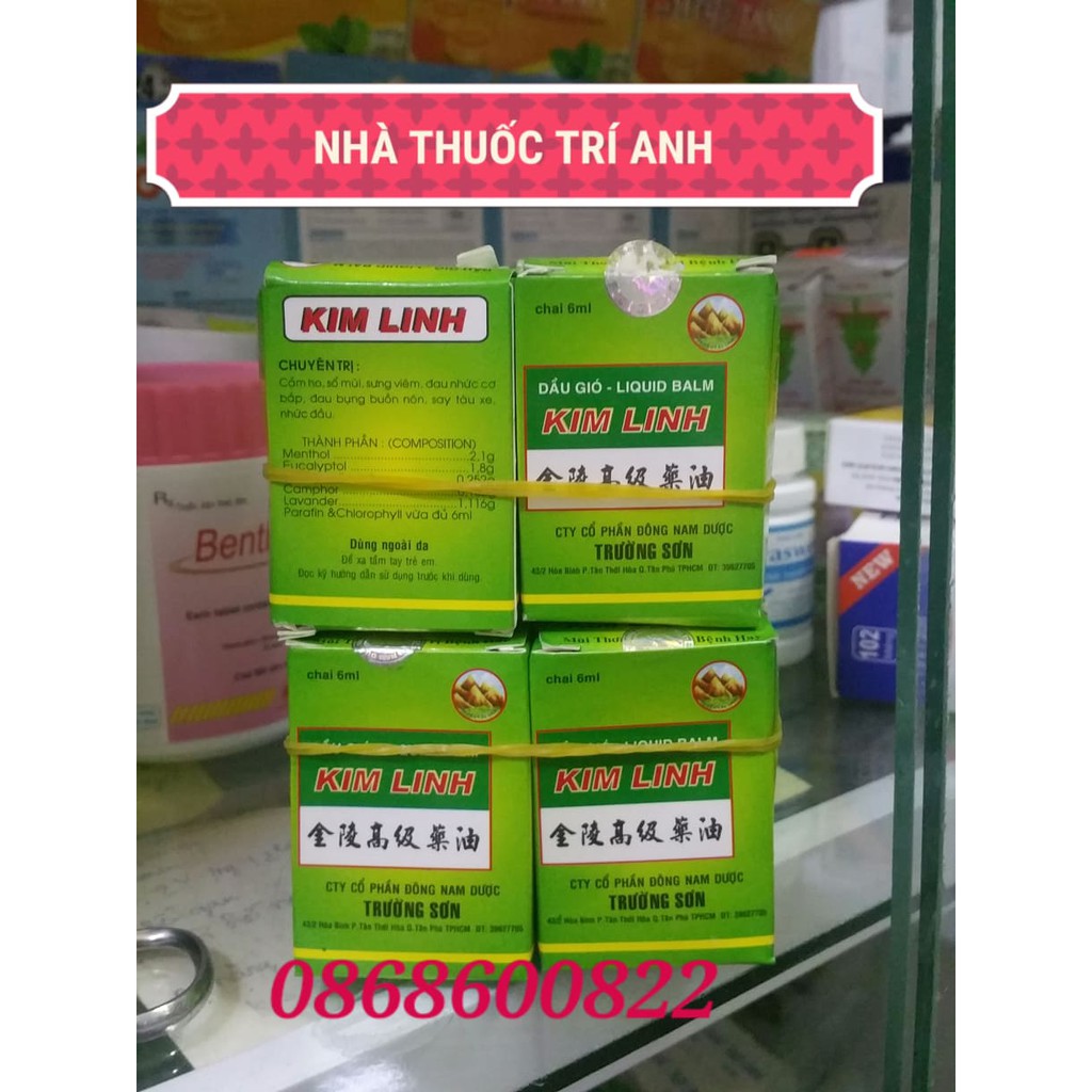 COMBO 5 CHAI DẦU GIÓ KIM LINH TRƯỜNG SƠN MÙI THƠM DỄ CHỊU 6ML