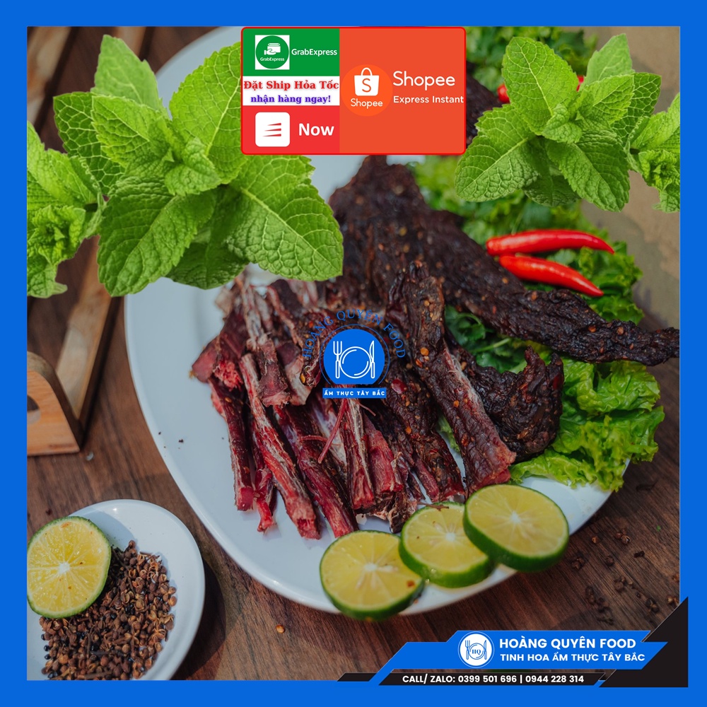 Thịt Trâu Gác Bếp Ẩm Thực Tây Bắc - 500G Tặng Kèm Chẳm Chéo | HQ FOOD