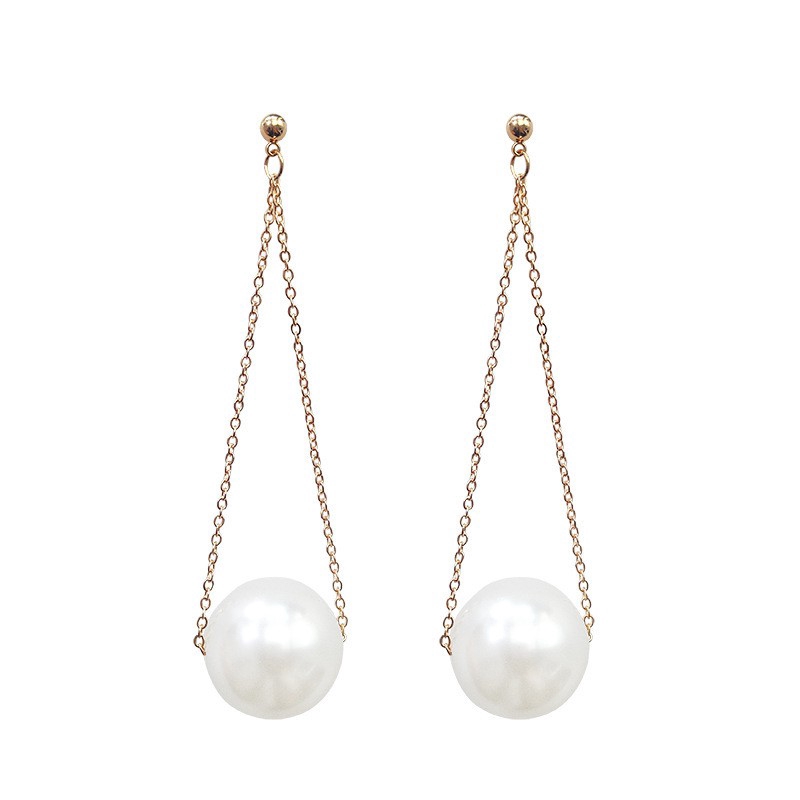 Đôi khuyên tai dáng dài đính ngọc trai giả thời trang xinh xắn cho nữ