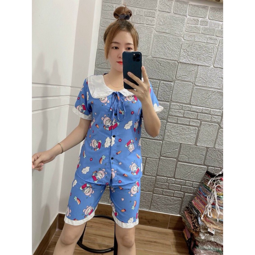 [5 mã giảm giá]Bộ Đồ Bộ pijama Cộc Đùi Lụa Mềm Freesize <55kg [ảnh thật 100%] | BigBuy360 - bigbuy360.vn
