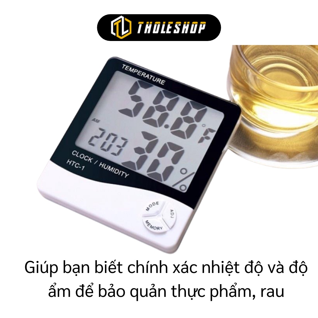 Nhiệt Kế - Máy Đo Nhiệt Độ Độ Ẩm Không Khí Trong Phòng Tích Hợp Đồng Hồ Điện Tử 3361