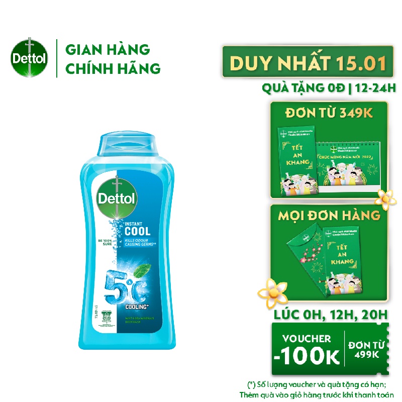 [Mã FMCGDET52 giảm 8% đơn 250k] Sữa tắm Dettol mát lạnh tức thì - chai 250g