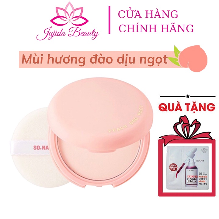 Phấn Nách So Natural Peach Deo Pact, Phấn Nách Đào Bột Khô Hàn Quốc Khử Mùi Hôi Cơ Thể Khô Thoáng 10g