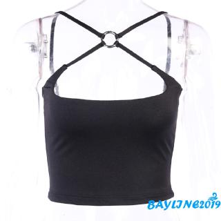 ❀May-áo cổ không tay treo gợi cảm dành cho nữ Áo hai dây hở lưng mỏng màu trơn