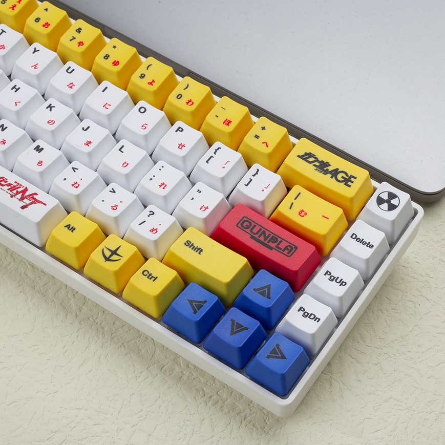 Keycap Yellow Gundam nhựa PBT cao cấp, Profile OEM, in Dye Sub 123 Nút