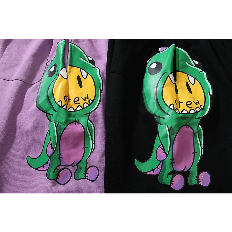 Quần Short Lưng Thun Ống Rộng Họa Tiết Khủng Long Hoạt Hình Thời Trang Unisex