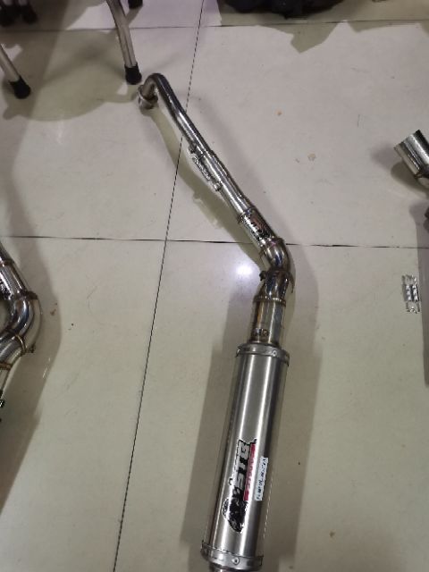 Bộ pô stb trắng full cổ cong wave 50 - 100, cup, dream, 67, axelo, exciter 50cc