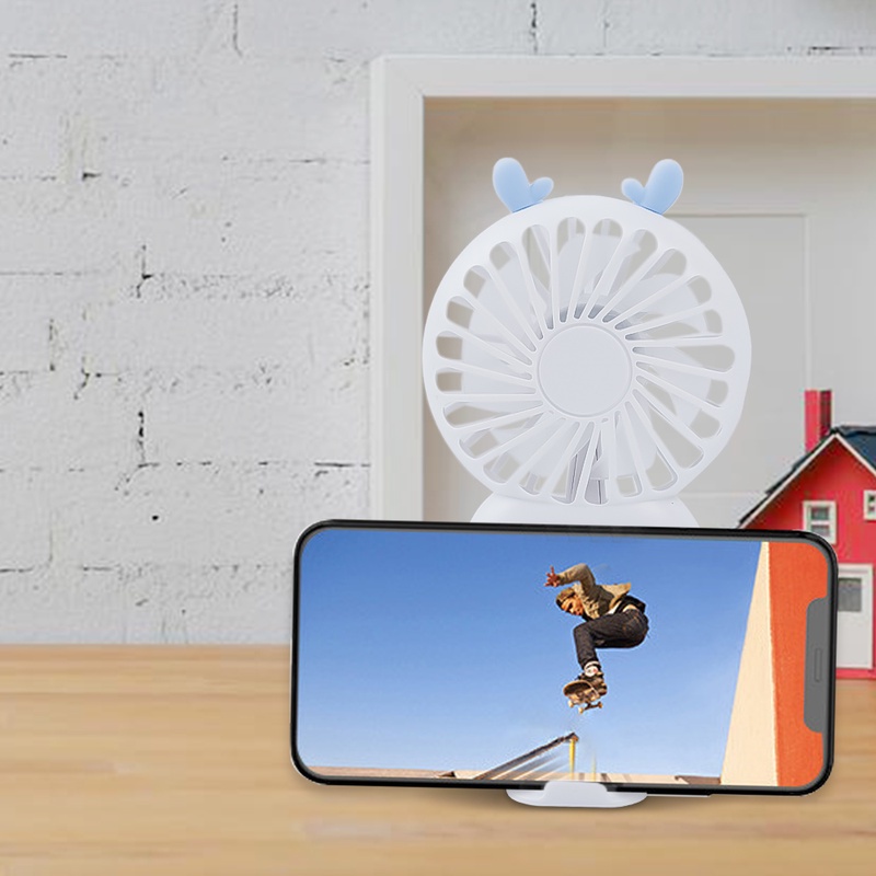 Quạt Cầm Tay Mini Có Cổng Sạc USB Và Giá Đỡ Điện Thoại 3 Kiểu Khác Nhau Mang Đi Du Lịch/Ngoài Trời