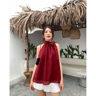 SET ÁO ĐỎ CỔ YẾM KÈM CHÂN VÁY (KÈM VIDEO HÌNH THẬT)