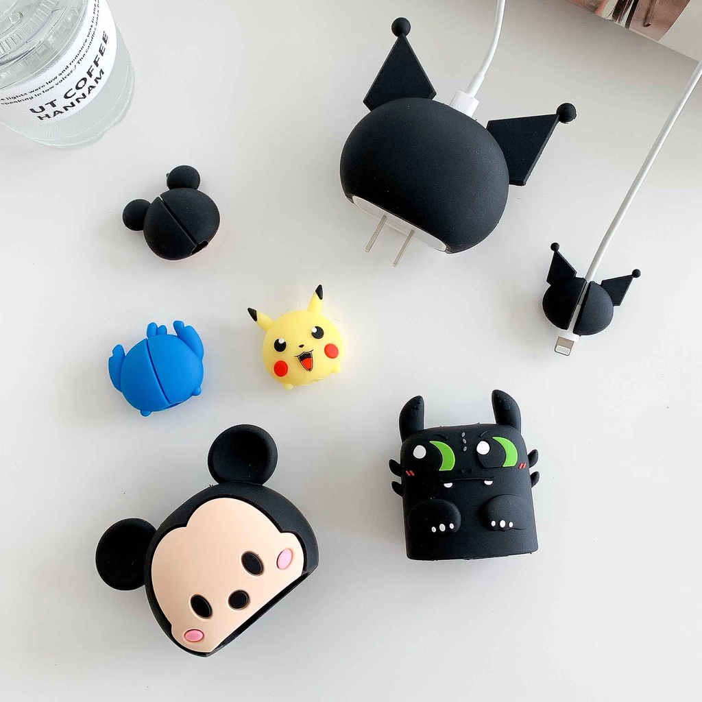 Phụ Kiện Bảo Vệ Đầu Dây Cáp Sạc 18w / 20w Hình Khủng Long Dễ Thương Bằng Silicon Sự Bảo Vệ