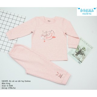 Bộ cotton dài tay thu đông bé trai/gái Dokma sz 3-36m DB305